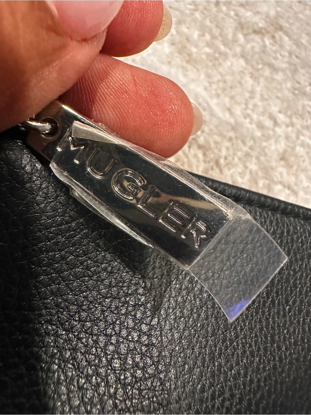 Mugler Black Leather Cosmetic Pouch with Bow Detail